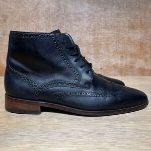 Cole Haan Men Size 8.5 M Dress Boots Grand OS Giraldo Wing Tip Black Shoe C27052